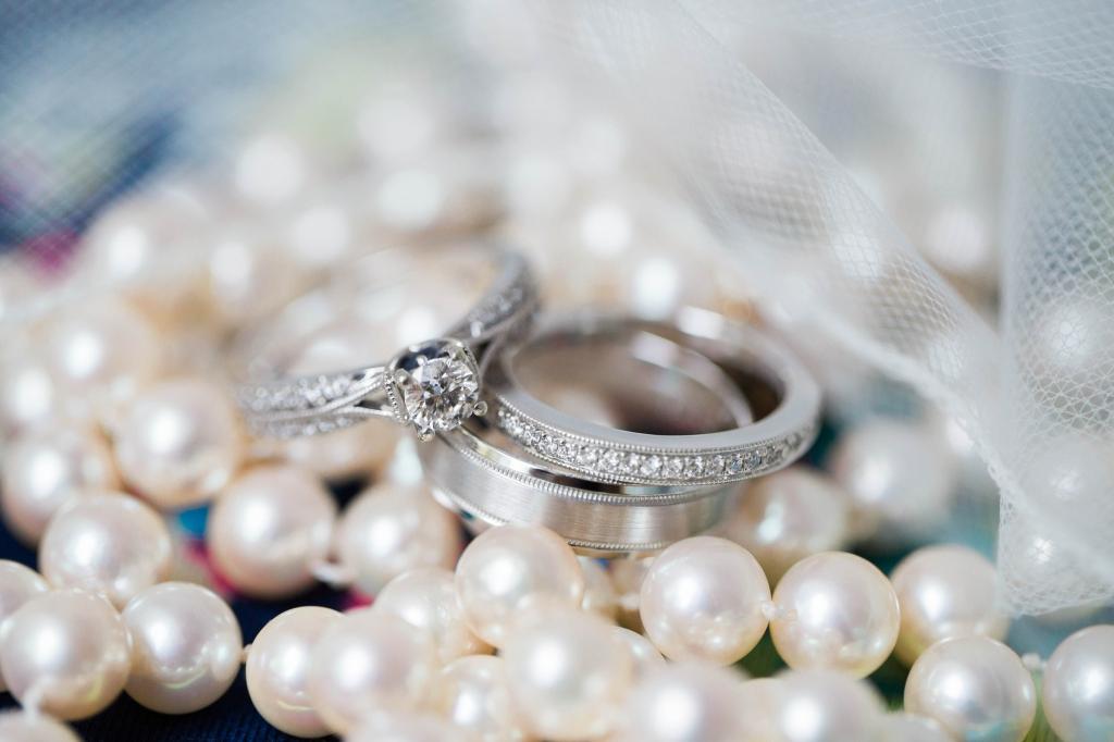 婚礼,宏,磁带,环,订婚,珍珠
