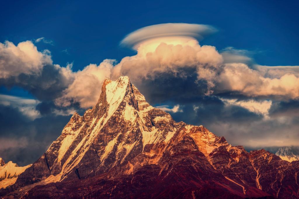 喜马拉雅山脉,尼泊尔山脉,安纳布尔纳山脉,天空,云彩