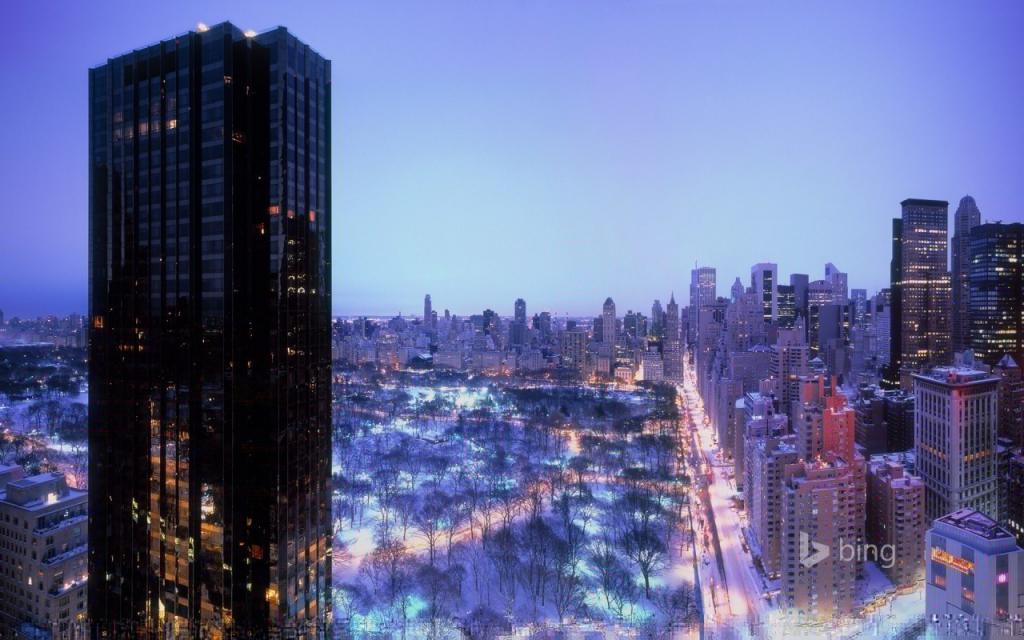 壁纸冬天,家,纽约,灯,晚上,天空,中央公园,美国