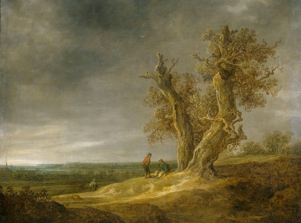 自然,Jan van Goyen,油,图片,两橡树景观