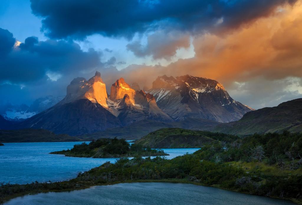 智利,光,山,巴塔哥尼亚,南美,湖,云,天空,安第斯山脉