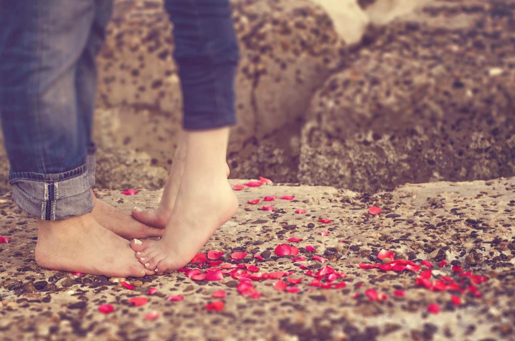 快乐,爱,浪漫,对,人,花瓣,夫妇,爱,脚
