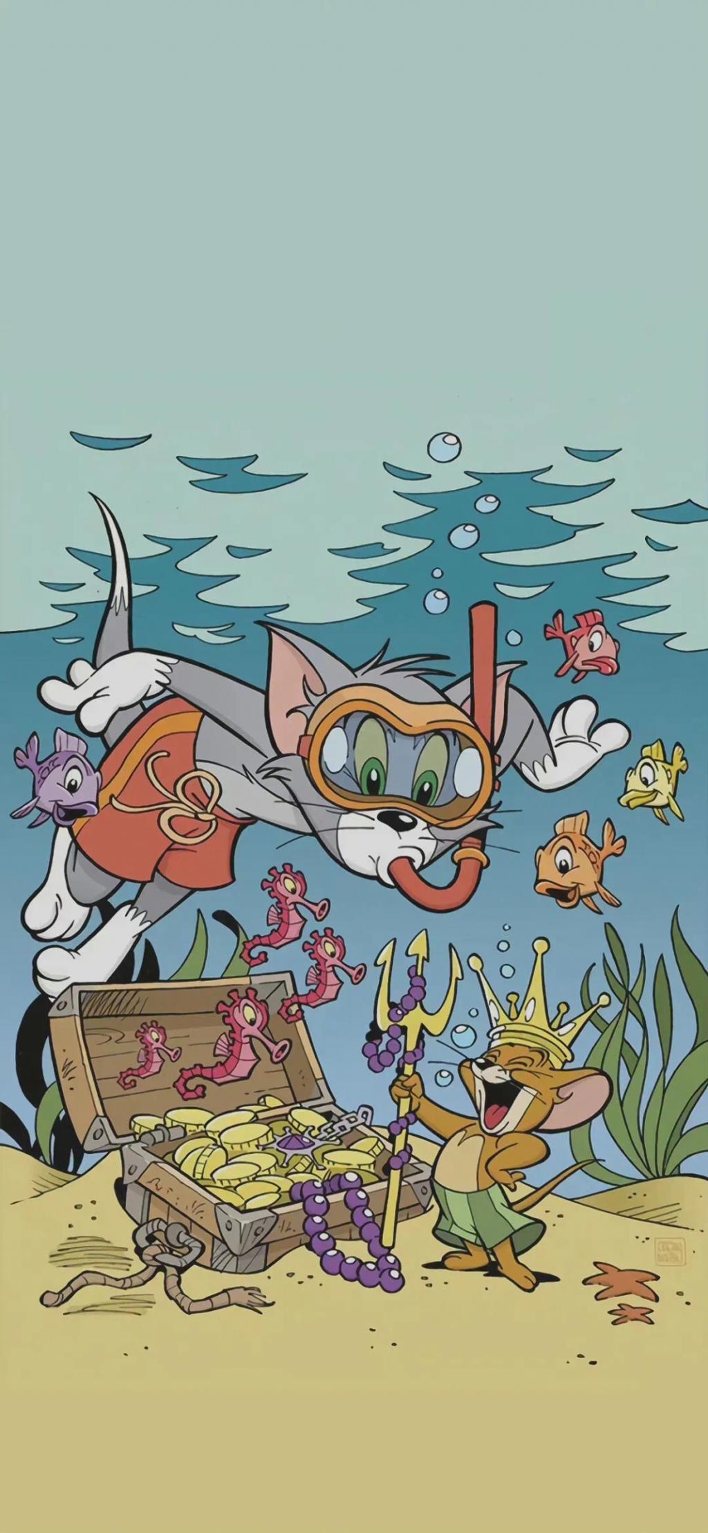 海底寻宝猫和老鼠iPhone14壁纸