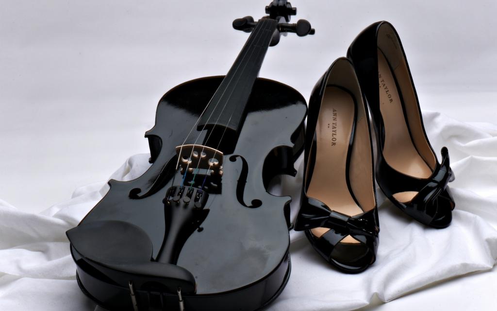 背景,黑色,蝴蝶结,黑色,音乐,鞋子,字符串,白色,小提琴,织物