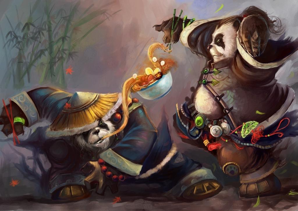 帽子,熊猫人之谜,师,竹子,魔兽世界,二,面条,食物,熊猫,碗