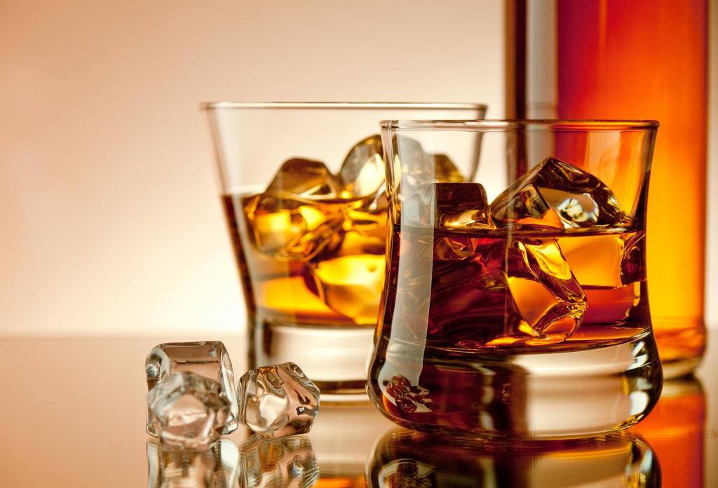 瓶,威士忌,立方体,冰,眼镜,饮料,酒精