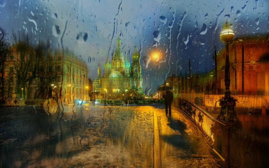 滴,城市,雨,玻璃,圣彼得堡