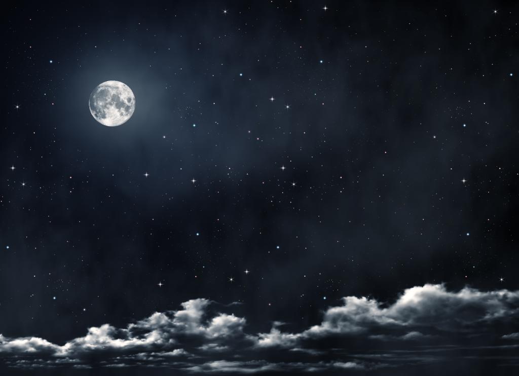 月亮,云,夜,星星
