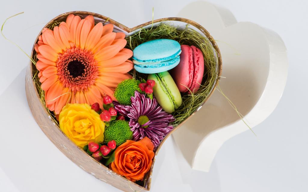 糖果,蛋白杏仁饼干,花,框,甜点,礼物,框,心,鲜花