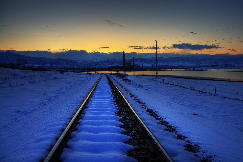 摄影火车铁路风景覆盖在雪高清壁纸