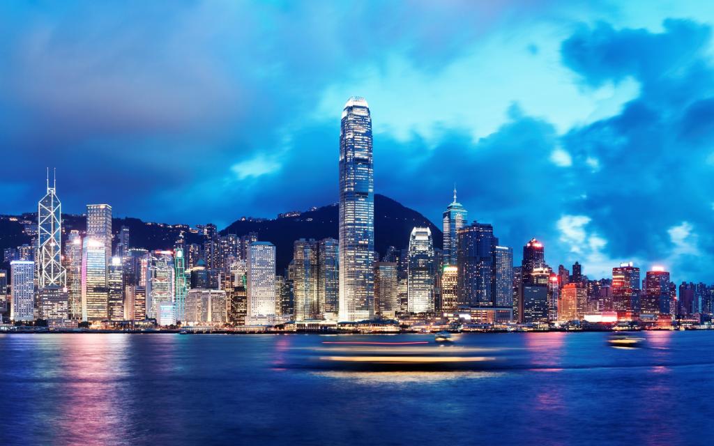 香港,河,城市,城市,灯,海,灯,晚上,天际线,晚上,建筑,地平线,天空,...
