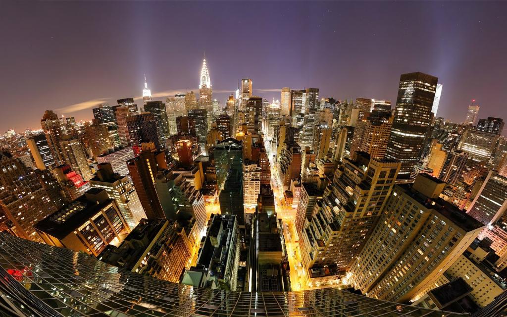 纽约曼哈顿夜景俯视图