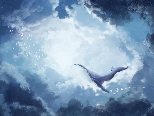 云海中畅游的鲸