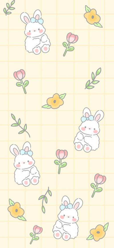 手绘可爱兔兔平铺壁纸