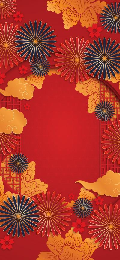元旦节喜庆新年红背景图片